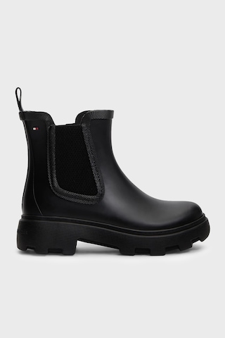 Tommy Hilfiger Logolu Yüksek Taban Bot Kadın Bot Fw0fw09387 Bds Siyah