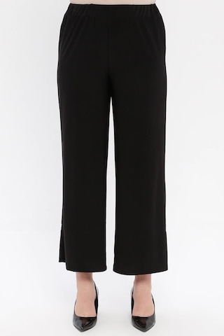 Ladies First Büyük Beden 3645 Siyah Pantolon Krep Bol Paça