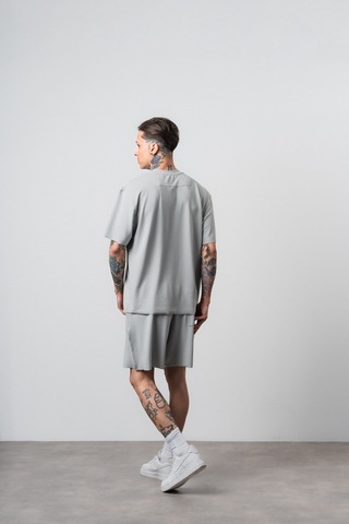 Respire Erkek Far From Basic Baskılı Regular Fit T-shirt Şort Takım Gri