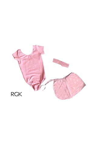 Rgk Bale Rgk Kısa Kollu Pembe Bale Cimnastik Çalışma Mayo Seti Pudra Pembe
