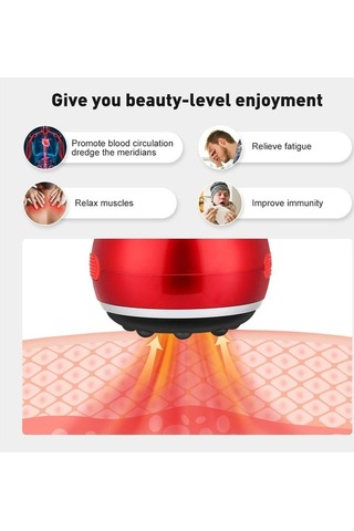 Willowhaven 3 In 1 Elektrikli Vakum Çukurluğu Cihazı Vücut Masajı Kırmızı Renkli Model Kırmızı