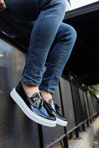 Roof Atelier Erkek Siyah Rugan Püskül Detaylı Loafer Ayakkabı - 127 - Rbt Loafer-x Siyah