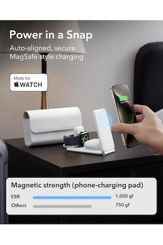 Esr 3 In 1 Seyahat Şarj Standı Apple Uyumlu iPhone, Airpods, İos Watch