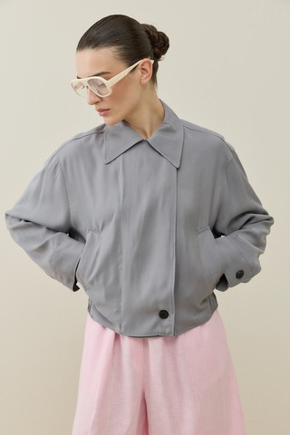 Molene Gri Mini Bomber Ceket