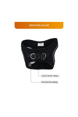 Kediler Ve Köpekler İçin Rahat, Dayanıklı Göğüs Tasması Xs Siyah