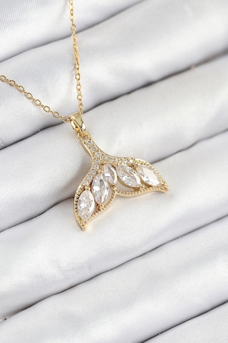 316l Çelik Zirkon Taşlı Balık Kuyruğu Model Gold Renk Kadın Kolye - Tj-bko10511 Çok Renkli
