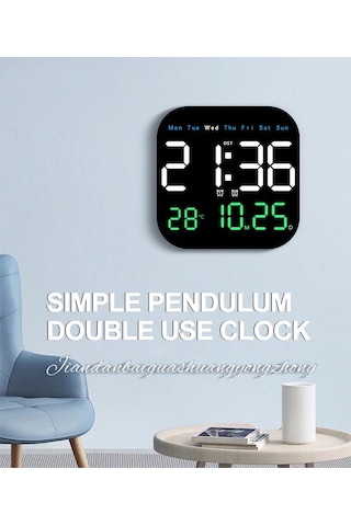 Zilinn Dijital Duvar Saati Led Çalar Saat Zamanlama Fonksiyonlu Büyük Ekran Oturma Odası Ofis Yatak Odası Dekoru İçin Uzaktan Kumandalı Saat Üç Renkli-107 Çok Renki