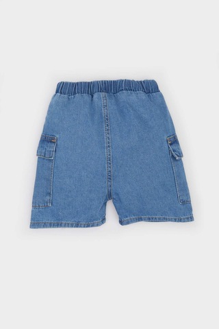 Defacto Beli Lastikli Cepli Jean Şort Erkek Bebek B6750A524SM Mavi