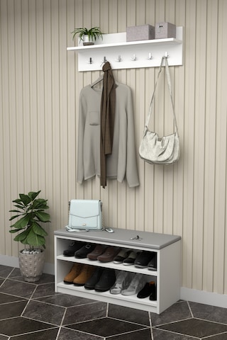 Asra Trend Puflu Ayakkabılık Ve Askılık A-34 Beyaz Beyaz