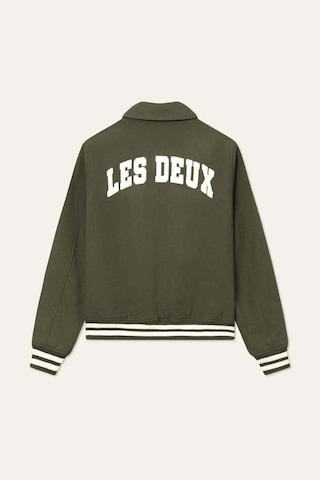 Obey Felipe Varsity Yün Ceket - Les Deux Logo Yaması & Şık Kısa Kesim Zeytin