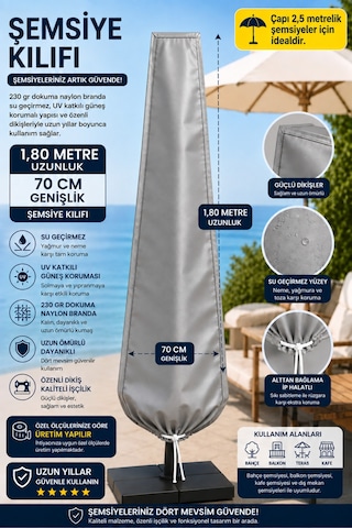 Şemsiye Kılıfı Su Geçirmez 230 Gr Dokuma Naylon Branda Uv Korumalı Çap 2,5 Metre Şemsiyeler İçin Bahçe Şemsiye Koruyucu Gri Şemsiye Kılıfı Su Geçirmez 230 Gr Dokuma Naylon Branda Uv Korumalı Çap 2,5 Metre Şemsiyeler İçin Bahçe Şemsiye Koruyucu Gri