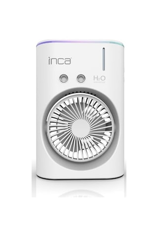 Inca Imf-10b Şarj Edilebilir 2400 Mah Taşınabilir Buzlu Su Hazneli Soğutucu Renkli Işıklı Masa Fanı Masaüstü Fan 6 İnch 360 Döner Püskürtme Kanalları 2 Çalışma Süresi 3-5 Saat Su Tank Kapasitesi 280ml