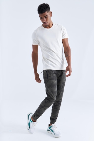 Tommy Life Haki Kamuflaj Desenli Dar Kalıp Jogger Erkek Eşofman Alt - 84754 Haki