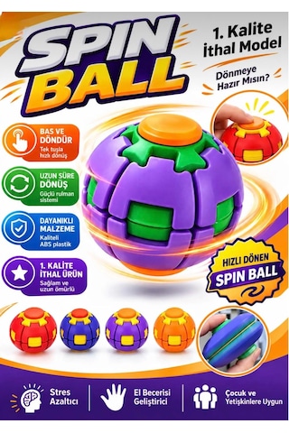 Spin Ball Bas Döndür Stres Giderici Işıksız Renkli Mekanizmalı Fidget Spinner Top Oyuncak Fırfırik 7 Cm