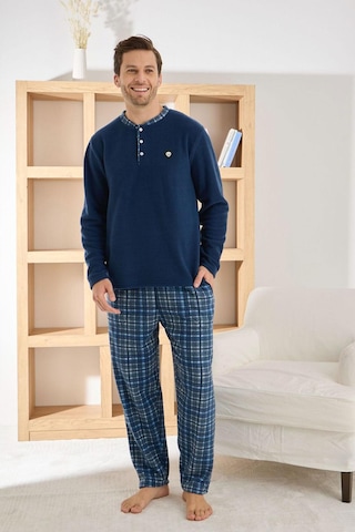 Pijamoni Erkek Düğme Yaka Kışlık Polar Pijama Takımı 6100/5,5 - 1 Adet Lacivert