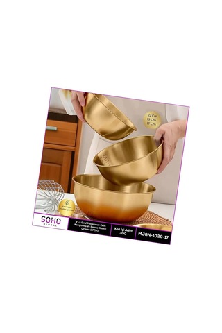 2'li Gold Paslanmaz Çelik Karıştırma Ve Salatalık Kase Evimdeyokyok Altın