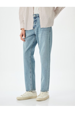 Koton Vintage Straight Kot Pantolon Cep Detaylı Pamuklu Orta İndigo 5sam40021ıd İndigo