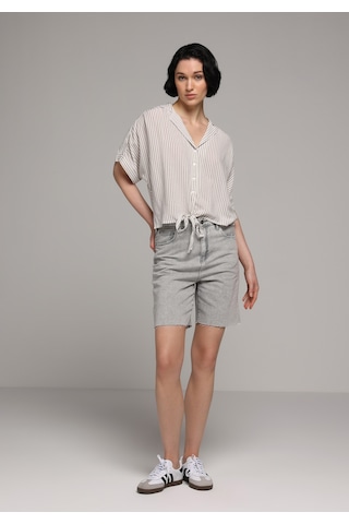 Colin's Colins Fashion Fit Shirt Neck Çizgili Kadın Yeşil Kısa Kol Gömlek Cl1081472 Q1.v1 Sag Çok Renkli