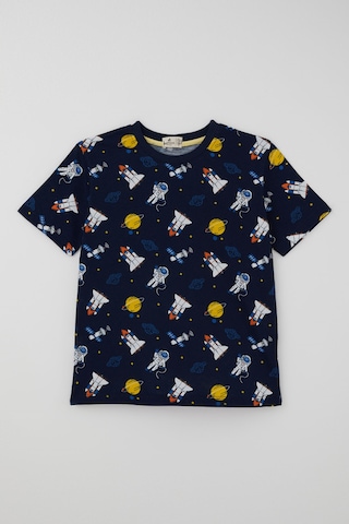 Paty Kıds Erkek Çocuk Pijama Takımı Kısa Kollu Uzay Temalı Astronot Desenli 8-12 Yaş, Lacivert