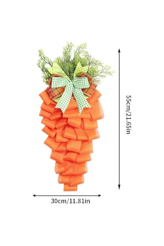 Yunboo Paskalya Polyester Havuç Çileği, Tavşan Desenli Ön Kapı Dekorasyonu, 55x30cm, Yıllık Kullanıma Dayanıklı Tatil Süsleme