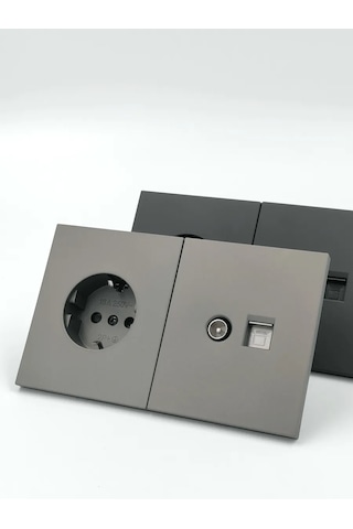 Tocterra Tv Ve İnternet İçin Çift Rj45 Kategori 6 Gri Priz 452804668 Wesa