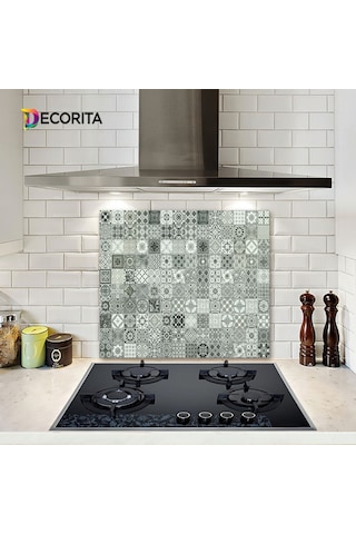 Decorıta Cam Ocak Arkası Koruyucu | Karakalem Çizim