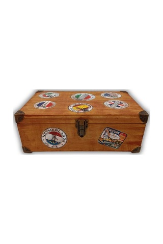 Seyahat Temalı Vintage Ahşap Dekoratif Kutu Hediyelik