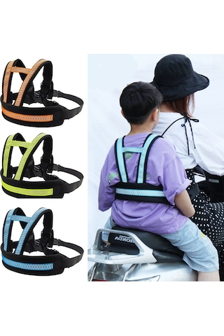 Tenfowee Çocuk Elektrikli Bisiklet Güvenlik Kemerleri - İki Omuzlu Mavi, Eldiven Tutucu İle, Düşmeyi Engelle, 2 Yaş+ Evcil Araçlar İçin, Kolay Kullanim