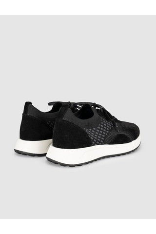 Cabani Siyah Triko Hakiki Deri Erkek Sneaker Ayakkabı