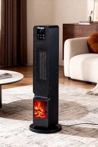 Hoogar German 2701 L Black Oled Şömineli Ekran Dijital Göstergeli Kule Tipi Seramik Hızlı Isıtıcı