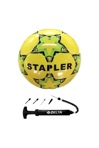 Stapler 5 Numara Dikişli Futbol Topu + Top Pompası Sarı
