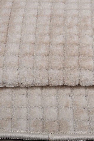 Kare Plus Krem Büyük Ebat 80x150 + 50x80 Cm 2'li Banyo Paspası Yıkanabilir Klozet Takımı Krem