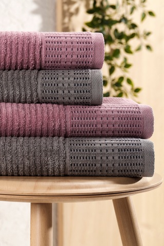 Eponj Home 4lü Havlu Seti Karaca Premium 50x85cm+90x160cm Mürdüm-antrasit Mürdüm-antrasit