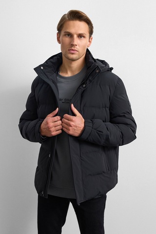 Back And Bond Siyah Relaxed Fit Puffer Jacket Çok Renkli