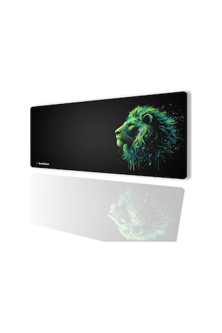 Sonictouch Ultragrand Siyah Ve Neon Yeşili Aslan Dikişsiz Xxl Gaming Oyuncu Masaüstü Klavye Mouse Pad 40x90cm