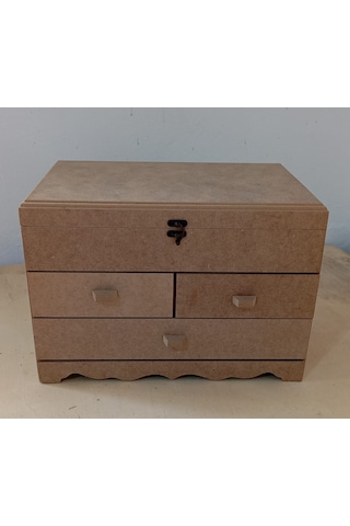 3 Çekmeceli Kapaklı Takı Aksesuar Kutusu