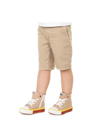 Kiko Kids Tinna Bağcıklı Erkek Bebek Boğazlı Keten Spor Ayakkabı Bej
