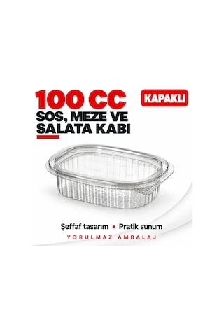100 Cc Sızdırmaz Kapaklı Sos, Meze Ve Salata Kabı 100 Lü Şeffaf Porsiyon Kabı Siyah