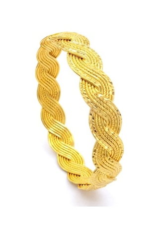 Ferizz Blz-3020 Altın Kaplama Lazerli Örgü Kadın Bilezik Altın