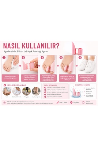 Ayarlanabilir Silikon Jel Ayak Parmağı Ayırıcı Halluks Valgus Destekleyici Bunyon Düzeltici Ayak Başparmağı Ayırıcı Yumuşak Ve Esnek Jel Tasarım Günlük Ayak Bakımı İçin 1 Çift Pembe