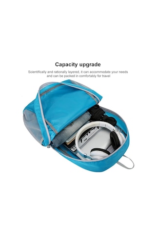 Sones Haweel Yürüyüş Taşınabilir Katlanabilir Sırt Çantası Büyük Kapasiteli Omuz Çantası Mavi