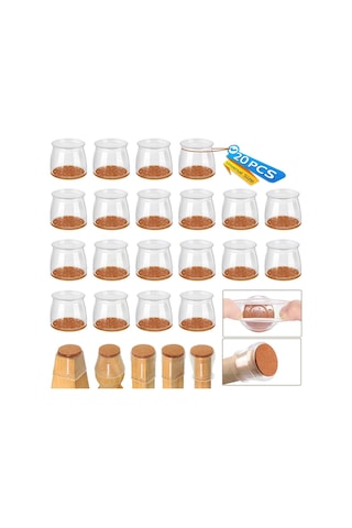 20 Adet, Parke Zeminler İçin Sandalye Bacak Zemin Koruyucular, Keçe Mobilya Pedleri Silikon Sandalye Çorapları Bacak Kapakları, Mobilya Koruyucuları, Orta Ham