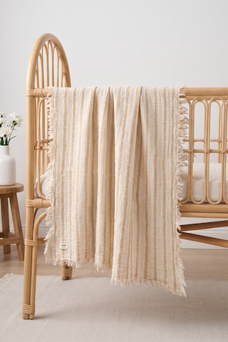 Çift Katlı Müslin Bebek Pike Örtü Yenidoğan Battaniyesi 85x95 Cm Bebek Pikesi Puset Örtüsü Kum