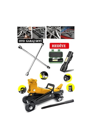 2000kg Tekerlekli Araç Krikosu Hidrolik Kriko + 4'lü Çelik Bijon
