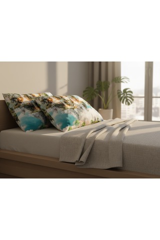 Artunhome Poplin Dijital Baskılı Yastık Kılıfı Seti 2 Adet 50x70 Cm %100 Pamuk Art20120042 Çok Renkli
