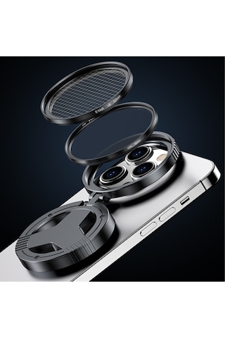 Ally Magsafe Uyumlu Manyetik 52mm Cpl Polarize Telefon Kamera Lens Filtresi Yansıma Önleyici Siyah
