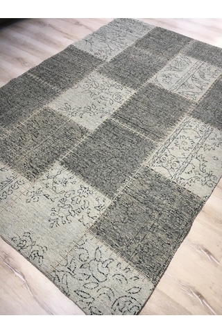 Türkmen Halı Vintage Mood 3205A Gri 80X150Cm Patchwork Kilim