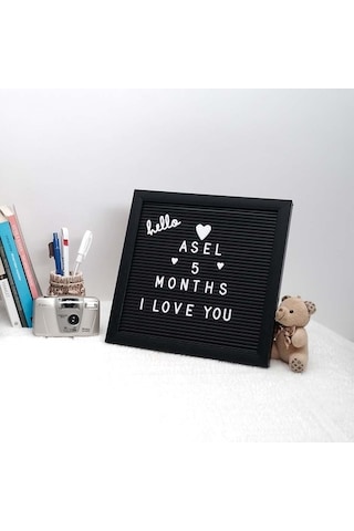 Değiştirilebilir Siyah Yazı Panosu Mesaj Tahtası - Beyaz Harf Set