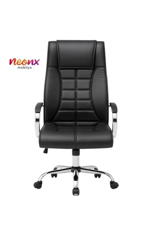 Neonx Work Makam Koltuğu Derili Ofis Makam Koltuğu Yönetici Koltuğu Siyah