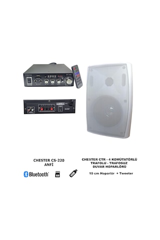 Cs-220 Trafosuz Bluetooth Anfi Ve Ctr-4 Trafolu Trafosuz Duvar Hoparlör Ses Sistemi Seti